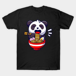 Cute Panda Bear Eats Ramen Noodle Soup T-Shirt